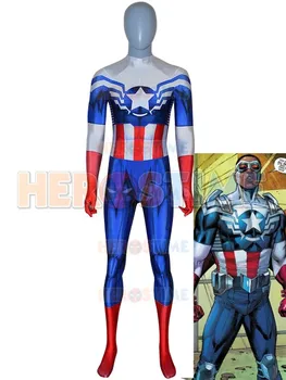 

Captain America Costume 3D Printed Captain America Sam Wilson Falcon Suit Halloween Cosplay Zentai Bodysuit