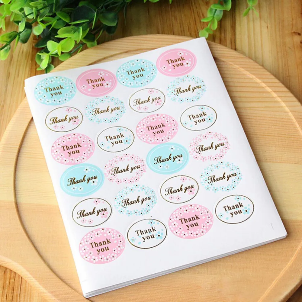 120Pcs//5 sheets /"Thank You/" cute Oval Adhesive Seal Sticker Label Envelope Decor