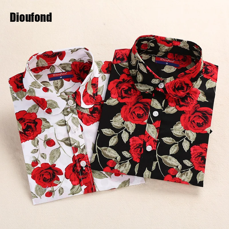 Dioufond Floral Women Blouses Polka Dot Blouse Long Sleeve Shirt Women Cotton Camisas Femininas Blusa Feminina Ladies Tops Dioufond Floral Women Blouses Polka Dot Blouse Long Sleeve Shirt Women Cotton Camisas Femininas Blusa Feminina Ladies Tops