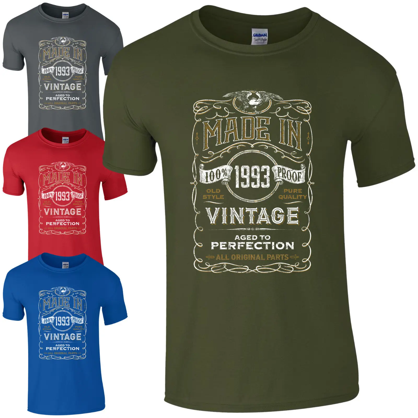 

Made in 1993 T-Shirt Born 25th Year Birthday Age Present Vintage Funny Gift Men T Shirt 100% Cotton Print Shirts free shipping