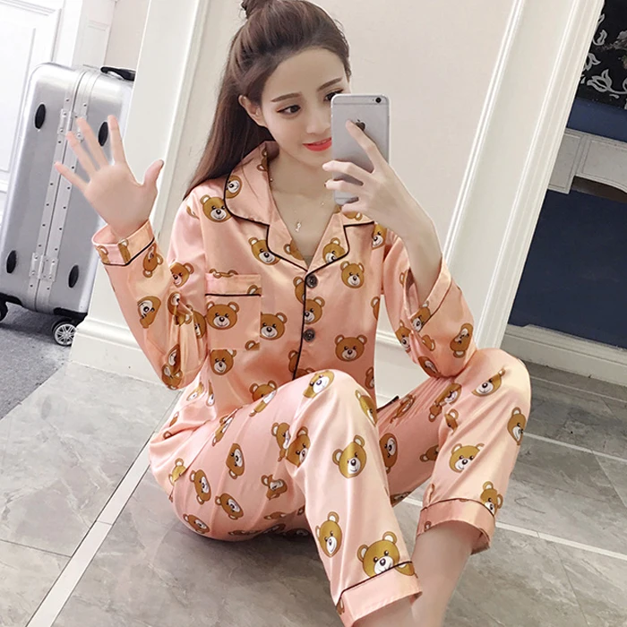 Женский Осенний пижамный комплект с длинным рукавом модель 3XL 4XL 5XL пижамные