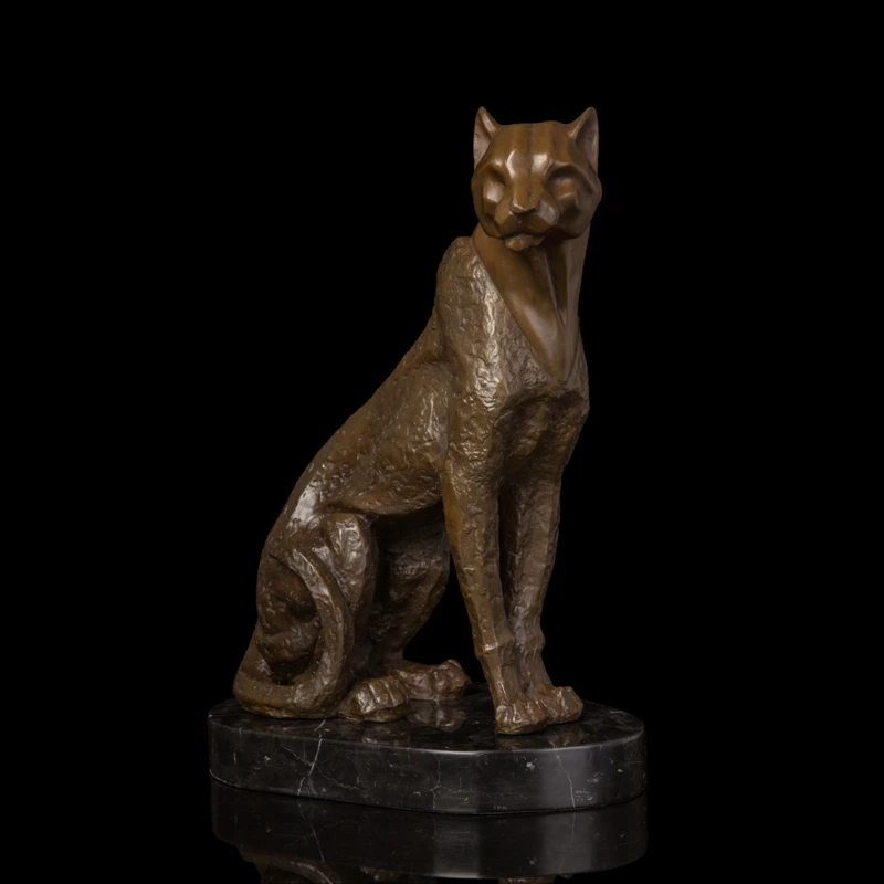 Modern Home Decoration Abstract Cheetah Bronze Statue Figurines Leopard