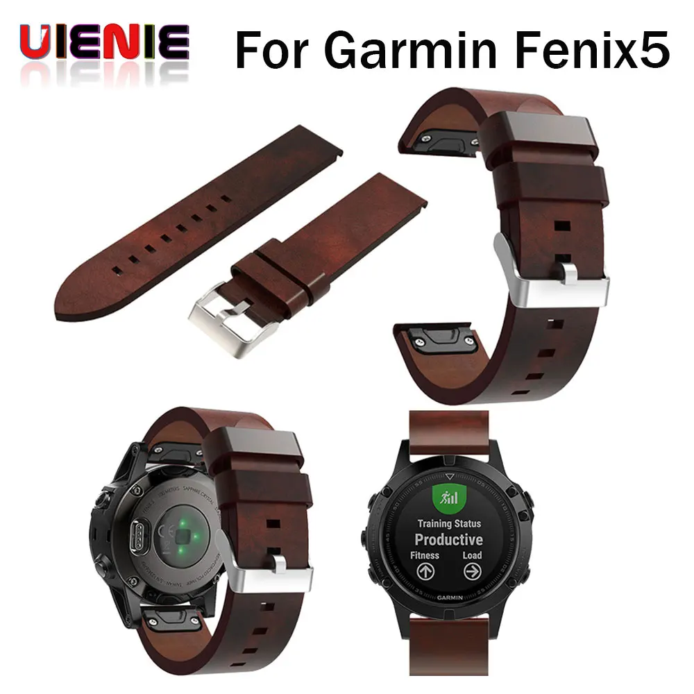 

UIENIE Luxury Leather Strap Replacement 22mm Watch Band wrist starp with Quick Fit For Garmin Fenix 5/Forerunner 935 bracelet