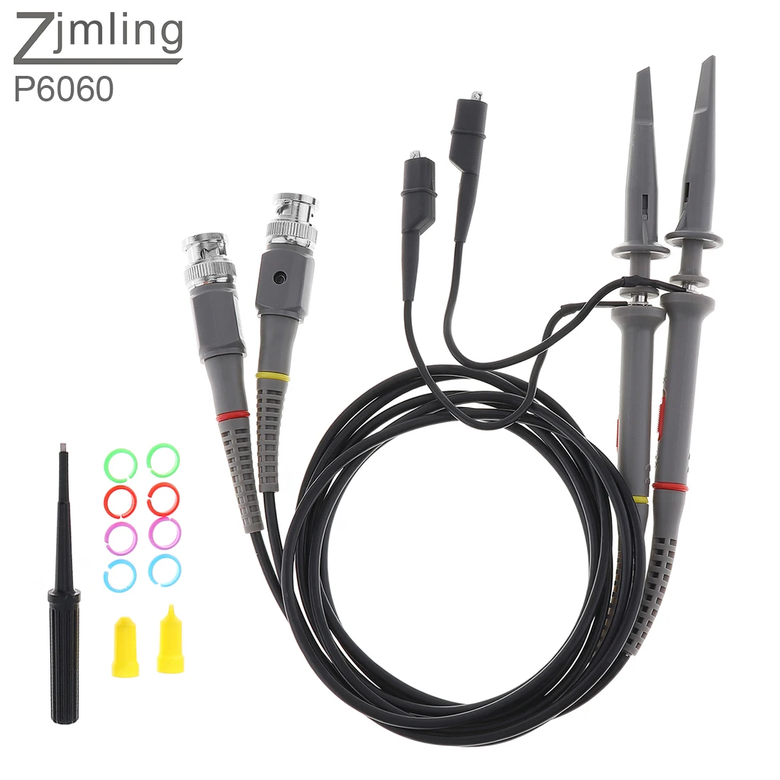 2pcs P6060 Oscilloscope Probe Kit 60MHz/200 600V Scope Clip Test Probe