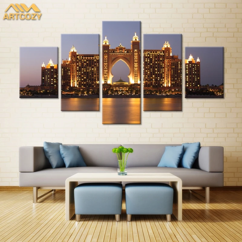 Artcozy 5 Piece Canvas Art Painting Spray Printings Dubai Atlantis