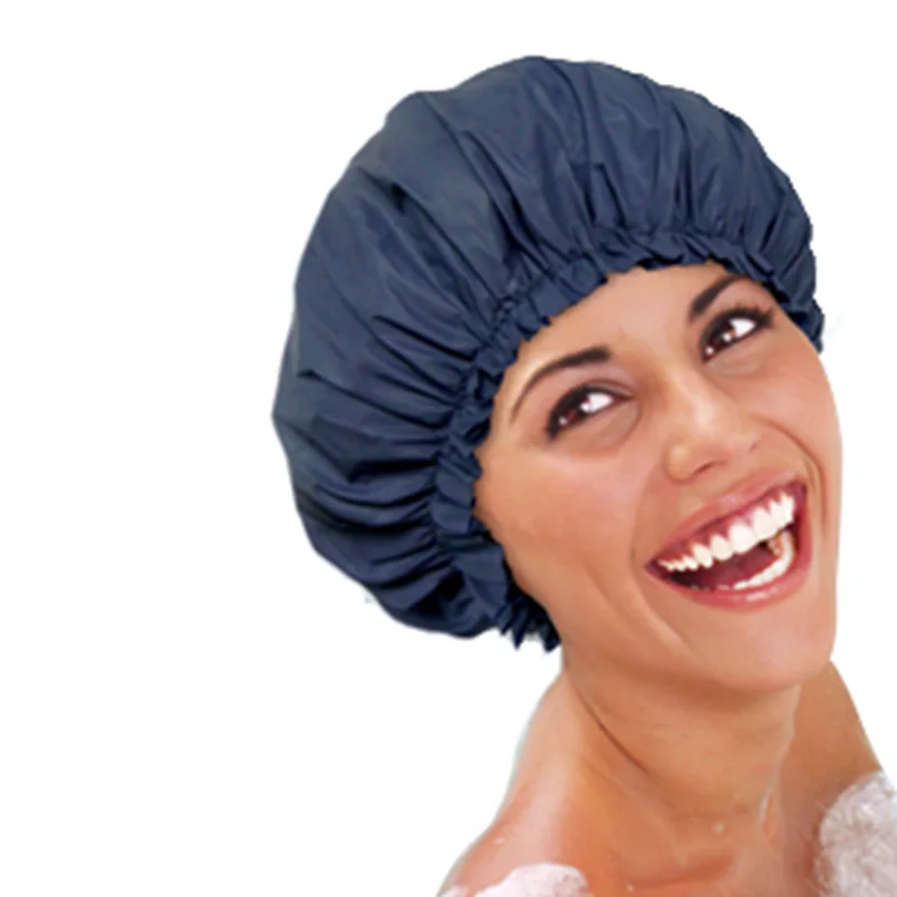 Waterproof Shower Cap For Women Breathable PVC Adults Solid Bath Hats Female Long Hair Bathing