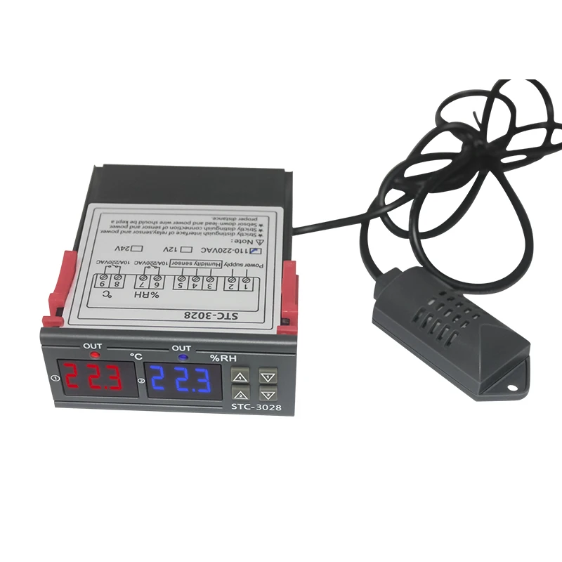 

STC-3028 Dual Digital display Temperature humidity Controller thermostat Thermometer Hygrometer with Sensor