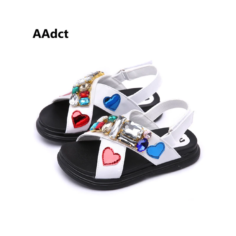 

AAdct 2018 summer Rome girls sandals Big Rhinestone soft sole kids sandals for girls Brand High-quality casual children shoes