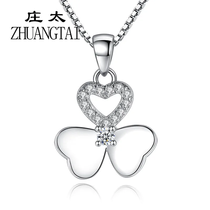 ZHUANGTAI Jewelry Trendy Women Flower Pendants Necklaces Clear Cubic Zirconia Statement Wedding