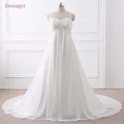 Большие размеры Vestido De Noiva 2019 пляжные свадебные платья трапециевидной формы v-образный вырез Спагетти шифон кружева бисером свадебное