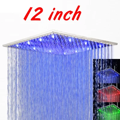 Хромированная полированная латунная душевая головка для ванной светодиодный смеситель для душа " 10" 1" 16" 20 дюймов душевая головка - Цвет: 12 Inch with LED