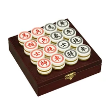 BSTFAMLY chinois échecs bois boîte 32 pièces/ensemble vieux jeu de Go Xiang Qi International dames pliant jouet cadeaux diamètre = 3.5 cm LC03