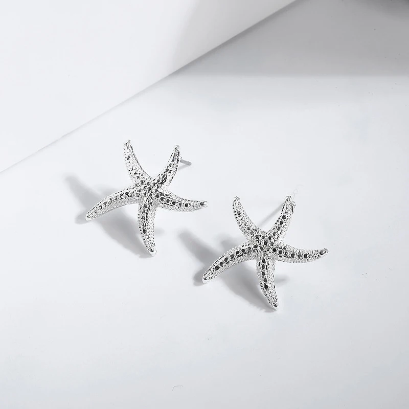 

Starfish Earrings With Black Silver Color Alloy Stud Earring For Woman Fashion Jewelry Party Brincos Femin Gift Dropshiping