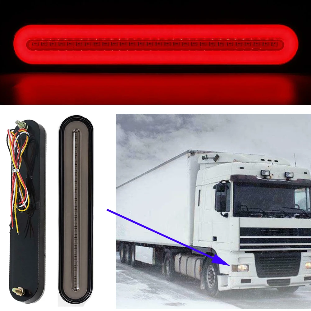 

12-24V Truck Trailer RV Light Bar Tow Boad Stop Tail Turn Light Halo Neon LED Stop Flowing Turn Signal Brake Rear Tail Lights
