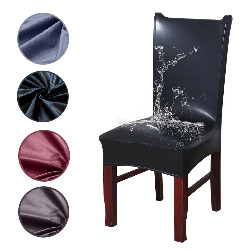 

Lellen PU Leather pure color chair cover waterproof oil-proof Dining seat Chair Covers Hotel Banquet Seat Covers Chair Protector