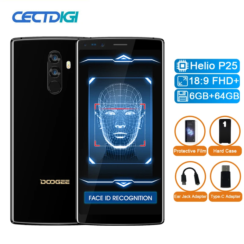 DOOGEE Mix 2 6 ГБ Оперативная память 64 Гб Встроенная память Helio P25 Octa Core 5,99 ''FHD+ безрамочный экран смартфон Quad Камера 16,0+ 13,0 Мп 8,0+ 8,0 Мп Android 7,1 4060 мАч