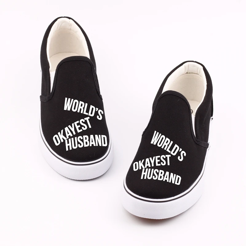 

E-LOV Funny Words Print Women Girls Casual Canvas Shoes Custom Design Couples Lovers Slip On Shoes Leisure Loafers For Valentine
