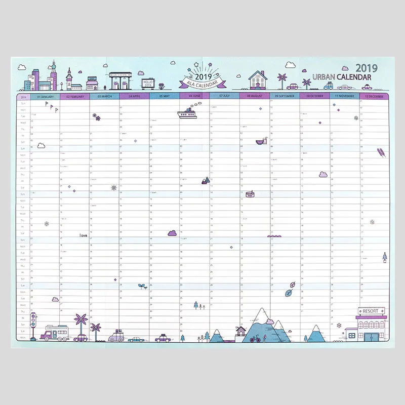 365 Days Wall Calendar 2019 Yearly Paper Planner Daily Plan Memo Notes