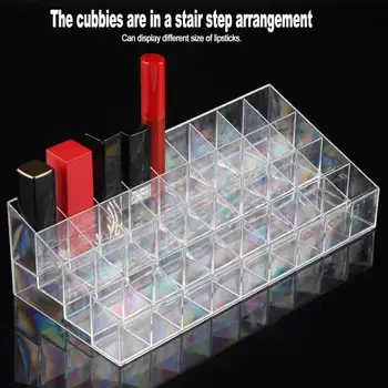 

New 36 Grids Transparent Lipstick Cosmetic Tool Display Case Storage Box Nail Brush Container Organizer Jewelry Storage Display