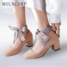 Plus Size 34-45 Fashion Women Shoes High Heels Women Pumps Ribbon Ankle Strap Butterfly Knot Chunky Heels Casual Shoes zapatos цена Plus Size 34-45 Fashion Women Shoes High Heels Women Pumps Ribbon Ankle Strap Butterfly Knot Chunky Heels Casual Shoes zapatos цены онлайн