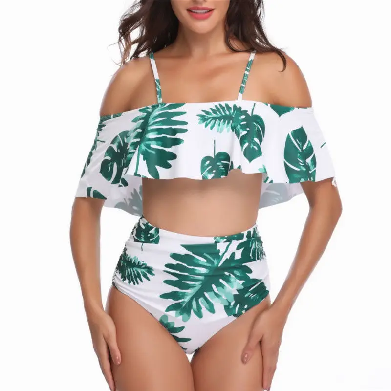 

Two Piece Floral Bathing Suit Women High Waisted Bikini Set Push Up Padded Swimsuit Beachwear Swimwear 2019