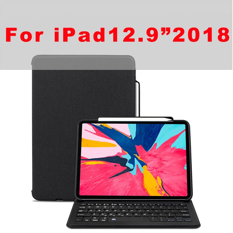 Для iPad Pro 11 / 12.9 Клавиатура, WOWCASE Bluetooth Магнитное крепление для зарядки Тонкая крышка планшета Для iPad Клавиатура для iPad Pro 11 / 12.9 3-го поколения с держателем карандаша Сверхпрочный удароп - Цвет: For iPad 12.9 2018