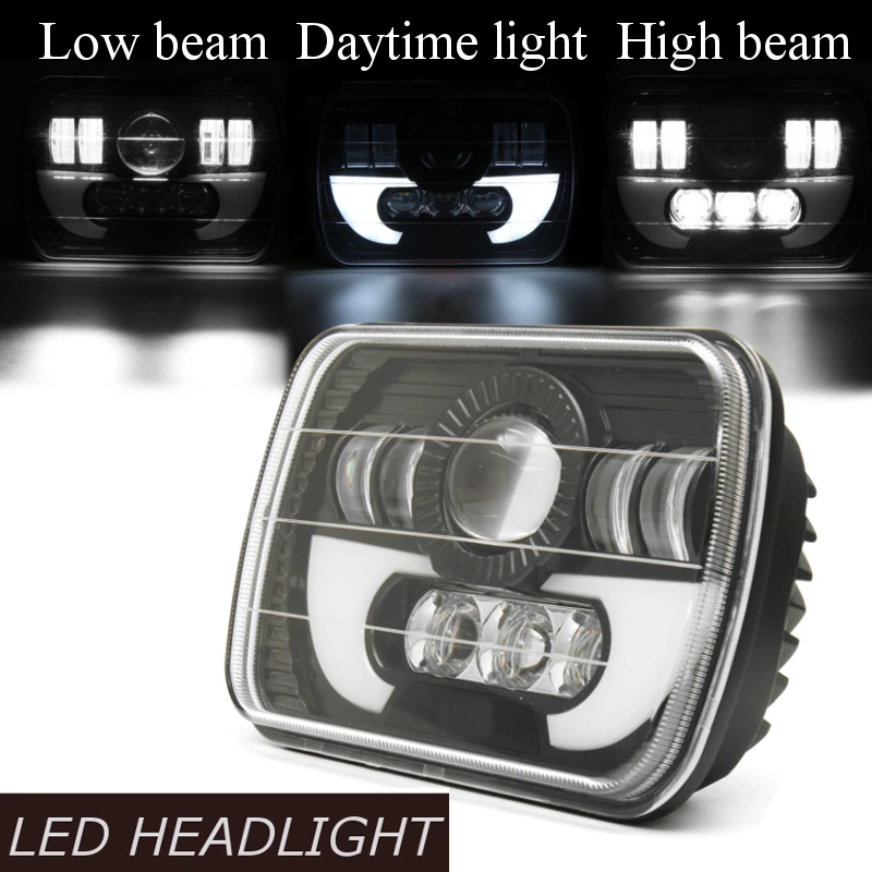 

7x5Inch 3 in 1 H4 Car LED Headlight Set Hi/low Beam Square LED Daytime running Lamp DRL LED Light for Jeep for Wrangler YJ XJ