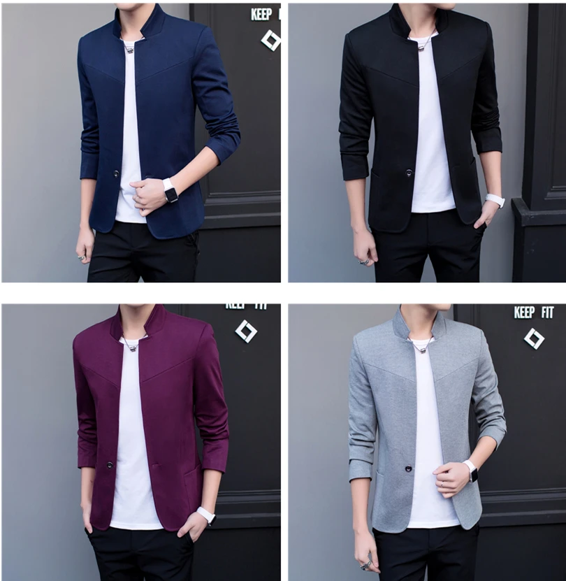 Новая мода со стоячим воротником мужской костюм деловой, Банкетный ...