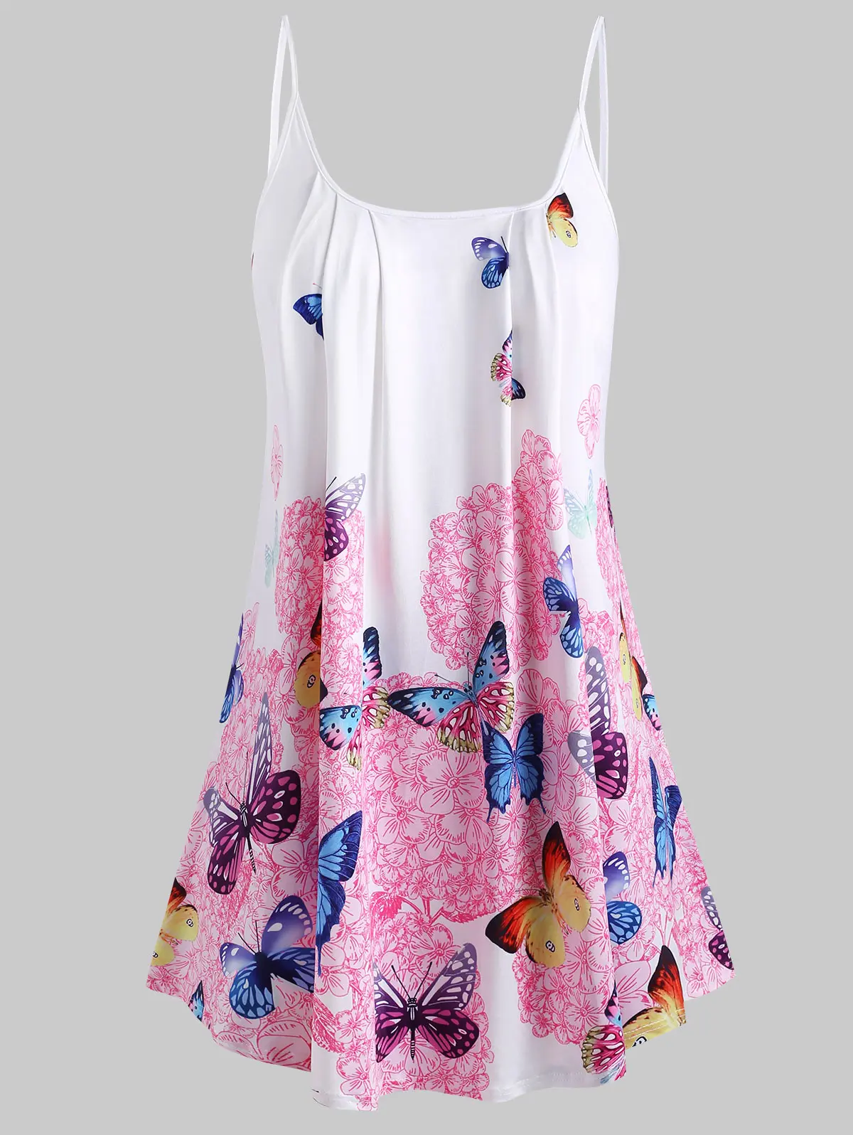 

Wipalo Plus Size Spaghetti Strap Butterfly Print Cami Top Women Camis 2019 Fashion Summer Sleeveless Tees Women Clothes