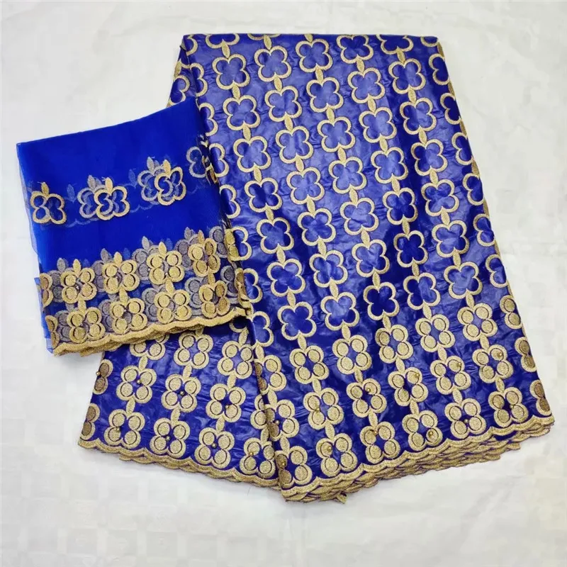 

African fabric african tissu bazin riche getzner with beads brode getzner with 2 yards french net lace for party LX072022