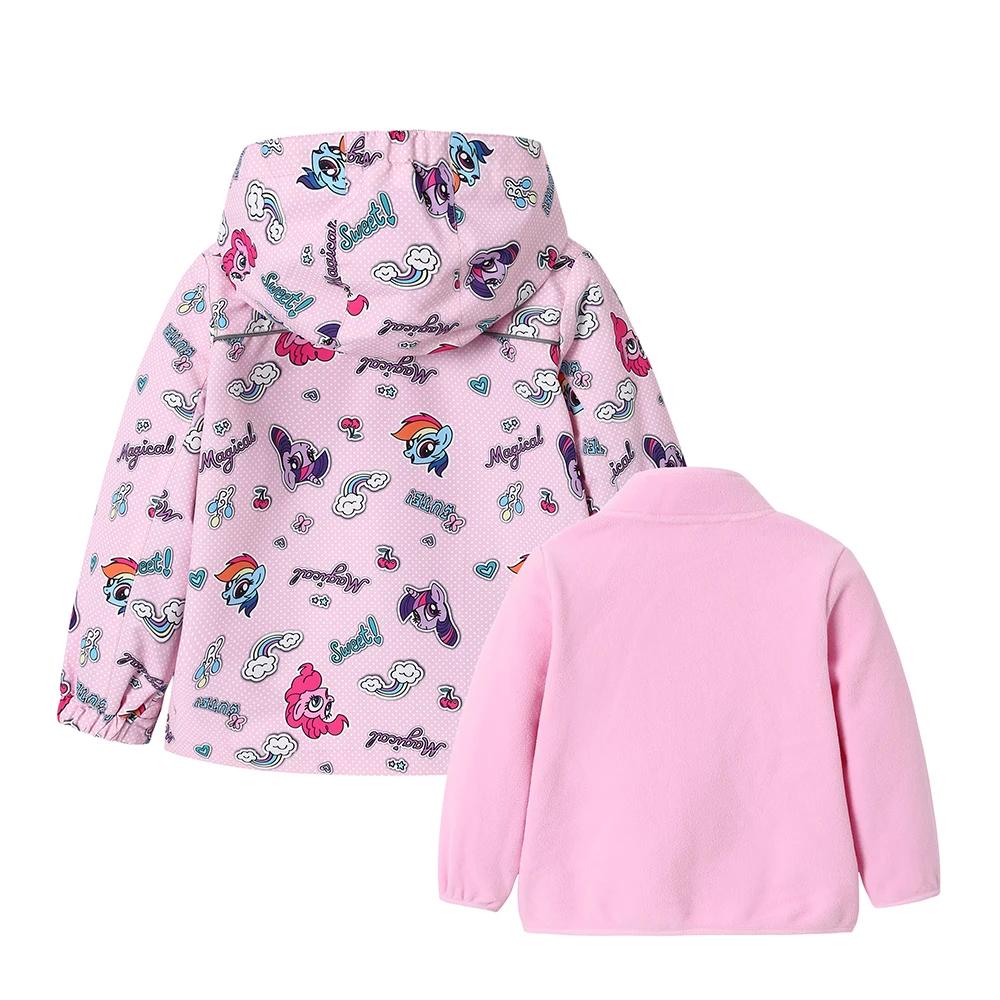 awesome  Balabala Grils 2 in 1 Outdoor Jacket Printed with Detachable Fleece Liner Jacket for Children Kids 