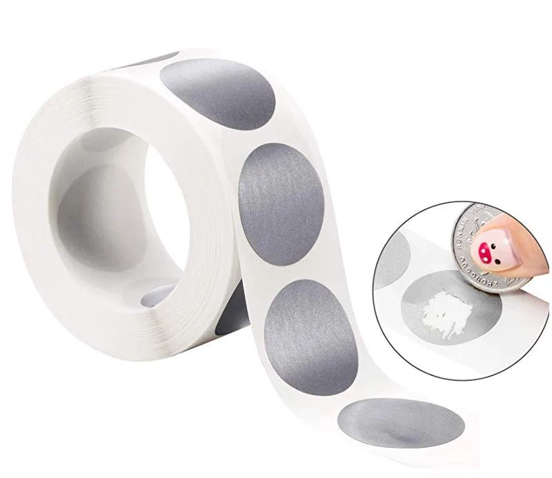 300Pcs Round Silver Scratch Off Stickers 1 Inch Scratch Off Labels Sticker for Party Activity Favors Stationery Sticker