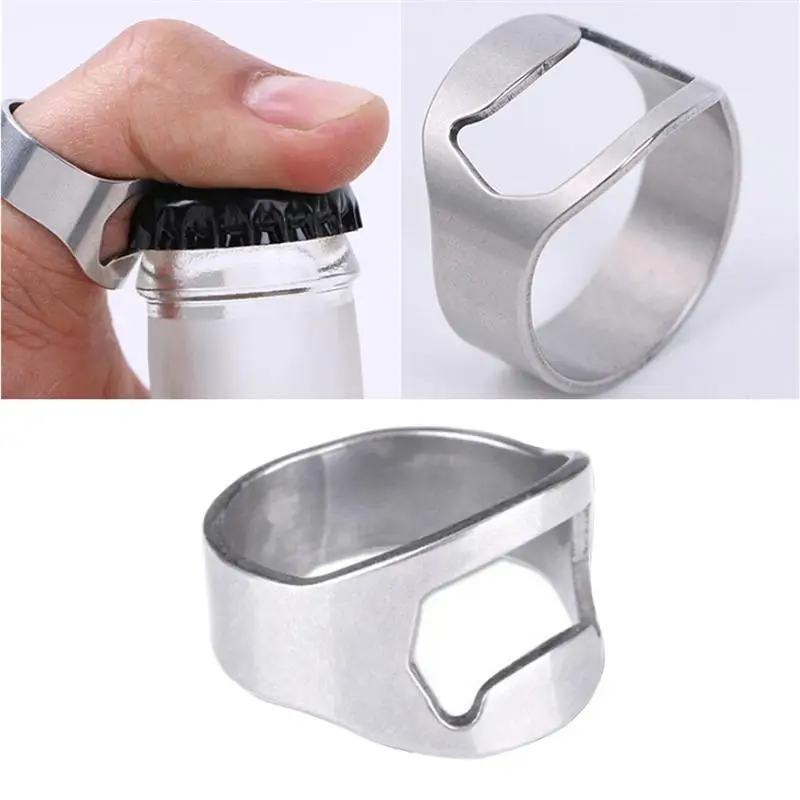 

10pcs Finger Ring Bottle Opener Durable Beer Bottle Opener Bar Tools Drinking Accessories Home Kitchen Party Supplies (Silver)