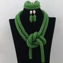 Нигерийские Свадебные африканские бусы ювелирный набор кристалл зеленый бисер костюм колье ювелирные изделия набор