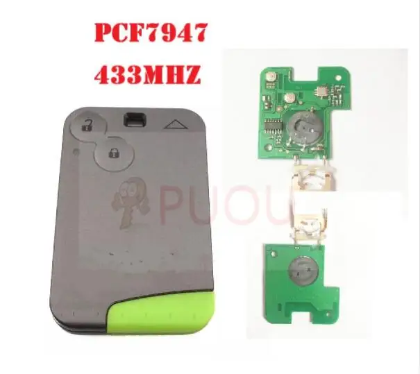 

2 Buttons Smart Remote Key PCF7947 Chip 433Mhz for Renault Laguna Espace Smart Card Remote without logo