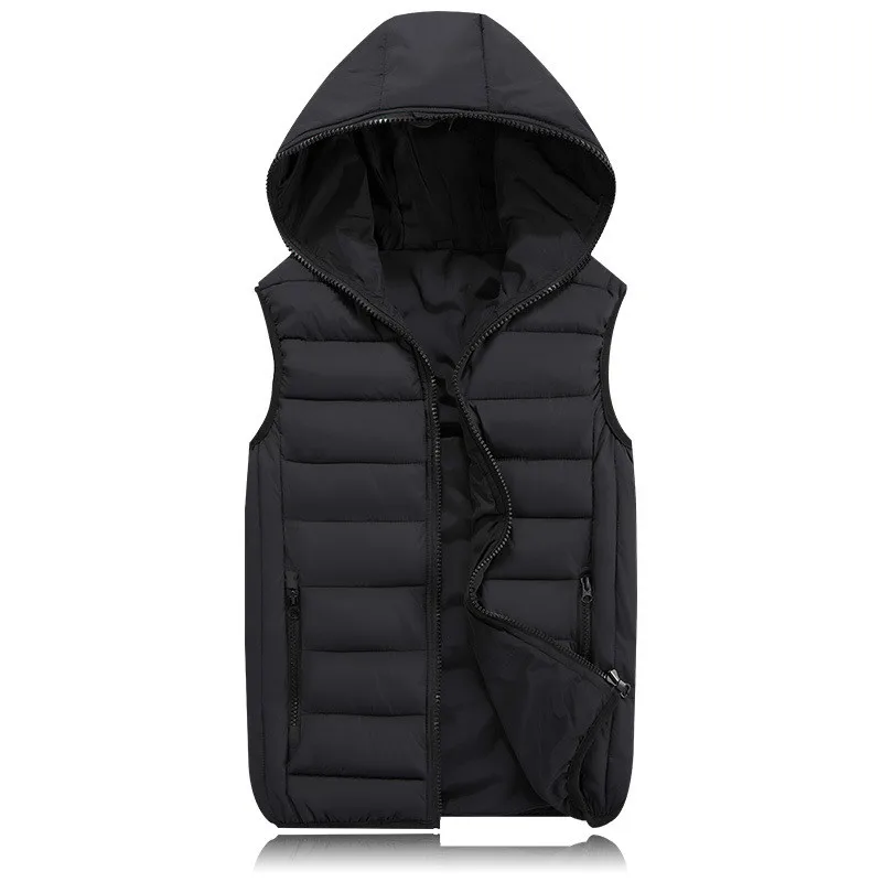 

2019 New Spring Autumn Sleeveless Jacket for Men Fashion Warm Hooded Male Winter Vest Light Plus Size Mens Work Vests Waistcoat