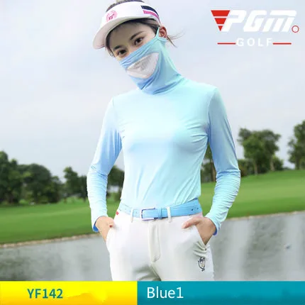 Upgrade Golf Футболка Солнцезащитная одежда удлиненного фасона Женская одежда с маска от солнца Размер s-xl - Цвет: Blue 1