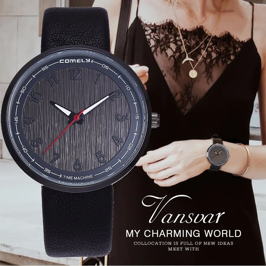 

Vansvar Brand Creative Special Simple Design Watch Unisex Women Men Quartz Noble Watch Ladies Leather Wristwatches Clock Hot
