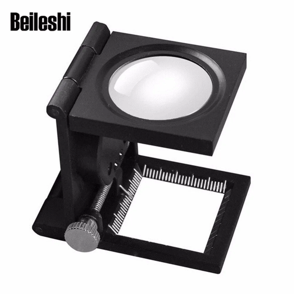 Free shipping Magnifying Glass Portable Folding Magnifier Metal LED