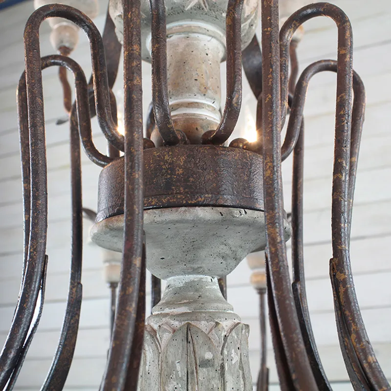 Ретро ржавчина железа со старым твердой древесины подвесной светильник американский Сельский гостиная творческий обеденный свет EMS