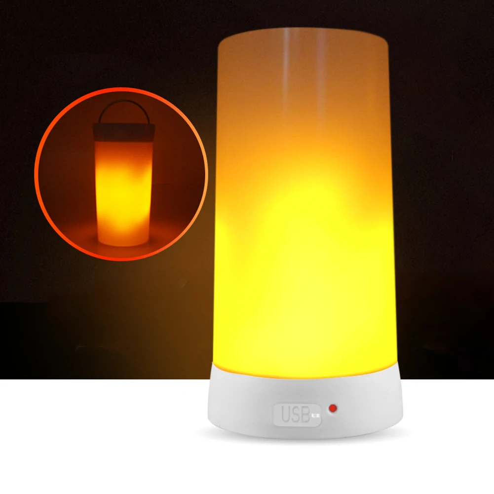 

2W Small With Magnetic Base Corridor Bar Lamp Table Leisure Decorations Dining USB Charging Lamp Circular Home Flame Effect KTV