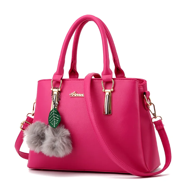Женские сумки, модные винтажные дизайнерские сумки-мессенджеры из искусственной кожи, высокое качество, повседневные сумки через плечо с верхней ручкой, женские сумки - Цвет: Ярко-розовый