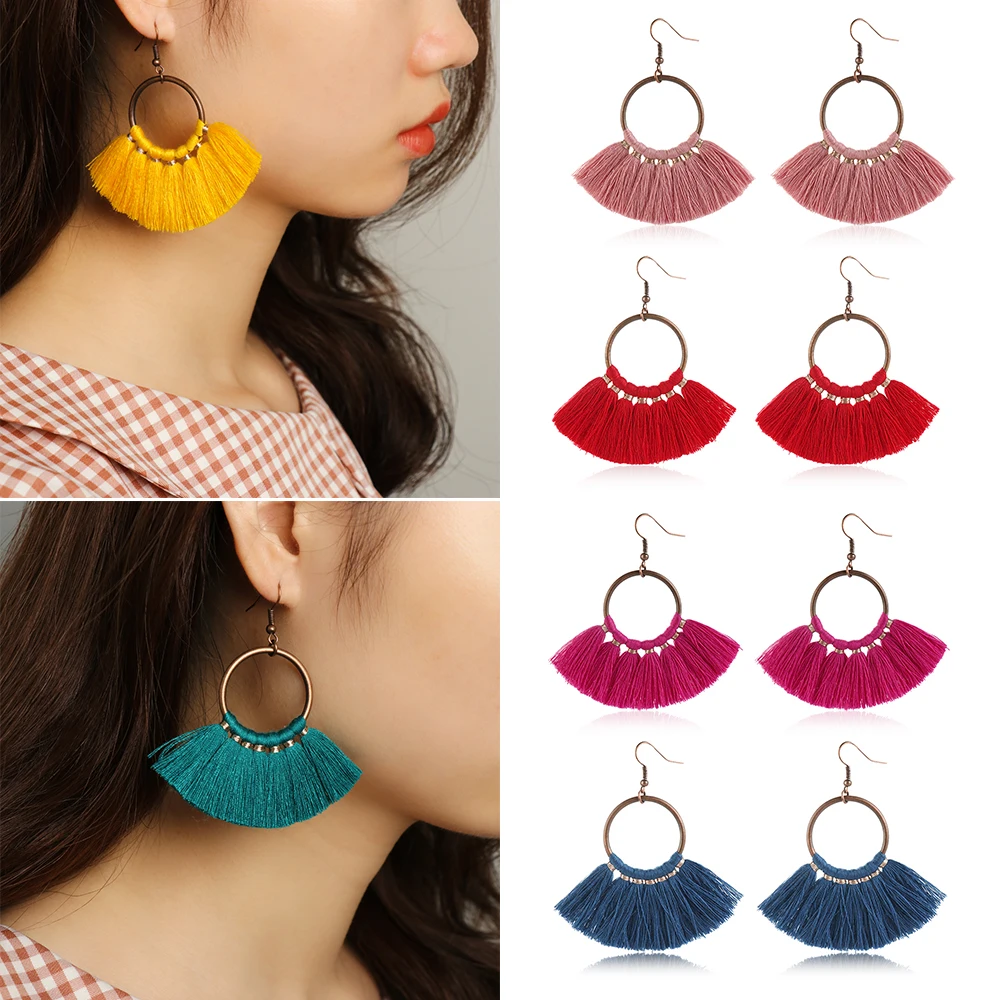 

Vintage Dangle Drop Tassel Earrings For Women Female Boho Bohemian Ethnic Anniversary Wedding Party Earrings Jewelry Accessories