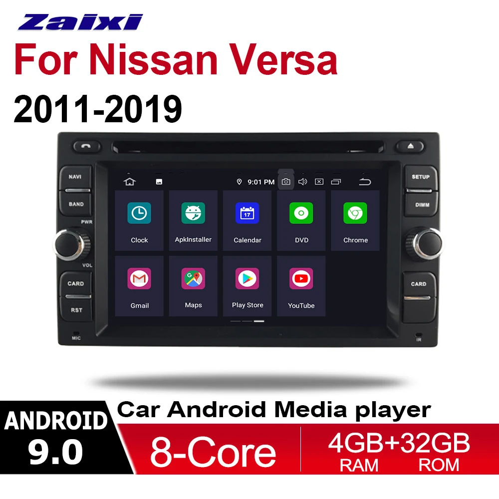Автомобильный мультимедийный плеер ZaiXi 2 Din Android 9 Автомагнитола для Nissan Versa 2011 ~ 2019