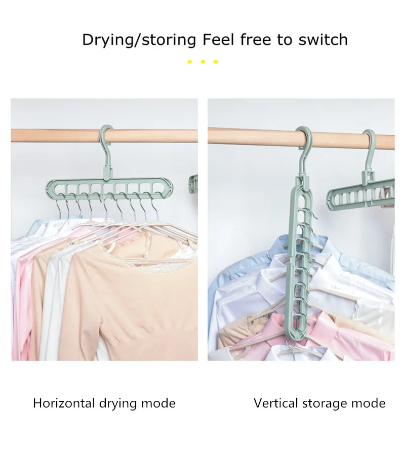 Multi-function Magic Hanger Porous Rack Folding Household Storage Skirt Shelf Rotating Drying Rack Clothes Organizer Homdox