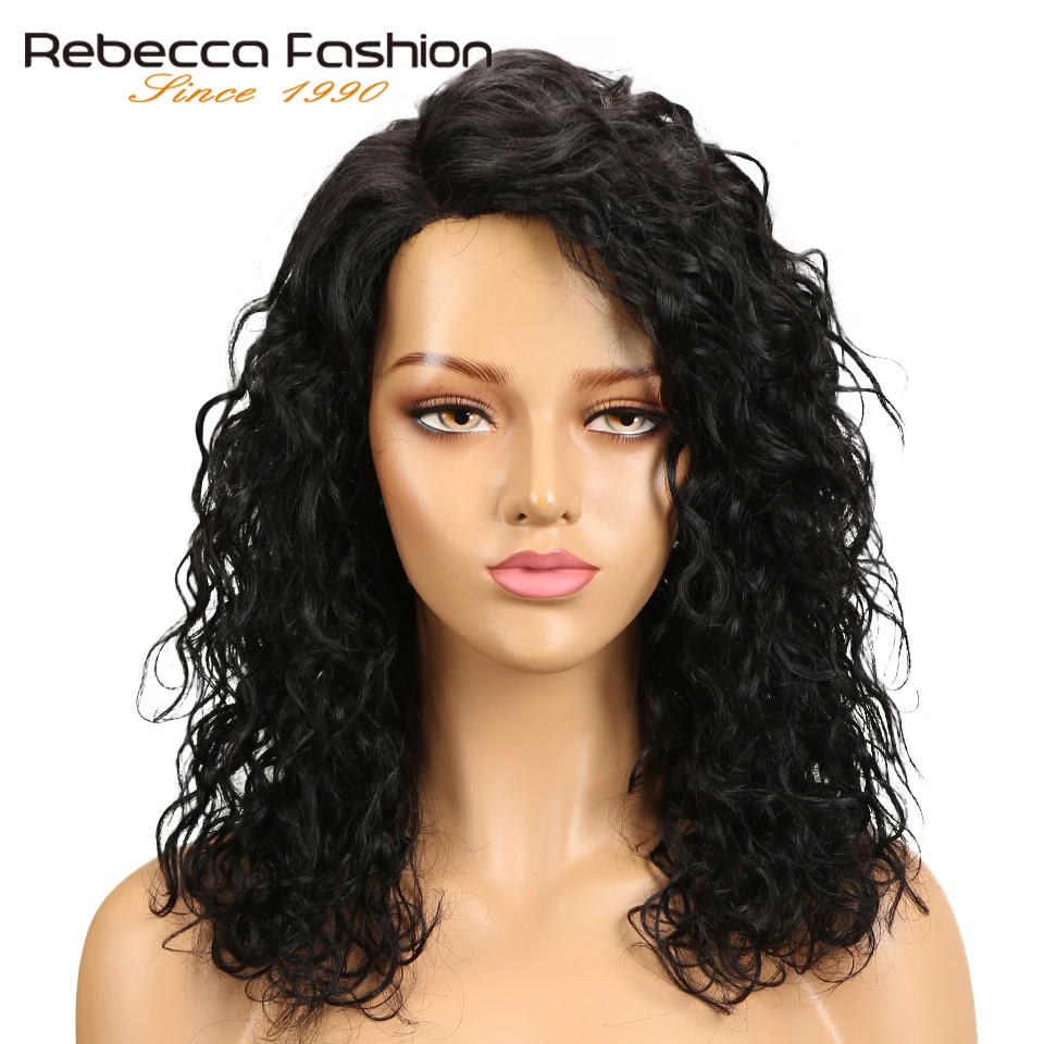 Rebecca Water Wave Human Hair Lace Wigs For Black Women L Part Peruvian Remy Hair Natural Wave Lace Wig 16 Inch Free Shipping