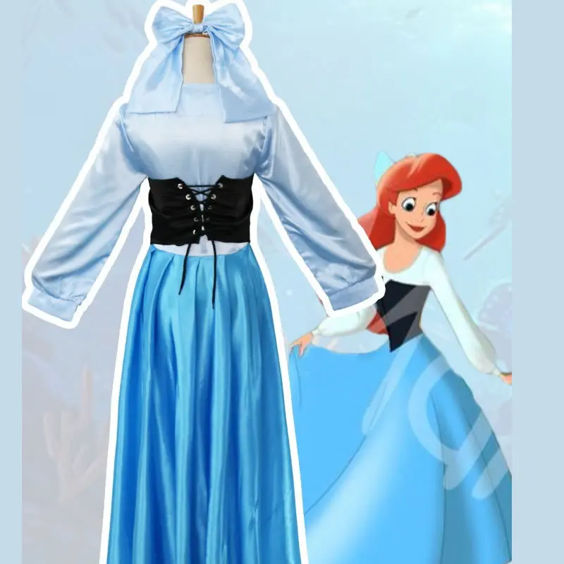 

Fantasia Halloween Party Women Adult Princess Ariel Dress The Little Mermaid Ariel Cosplay Costume Blue Dress