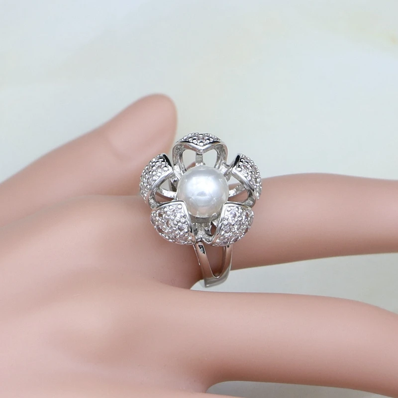 Billig Blume Geformt 925 Silber Schmuck Sets Süßwasser Perlen Mit Zirkon Perlen Frauen Schmuck Set Hochzeit   Verlobung Schmuck