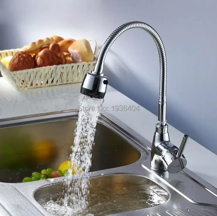 Factory Direct Convenient Kitchen Flexible Mixer Taps Chrome Brass Faucets single handle pull out Taps 1142C