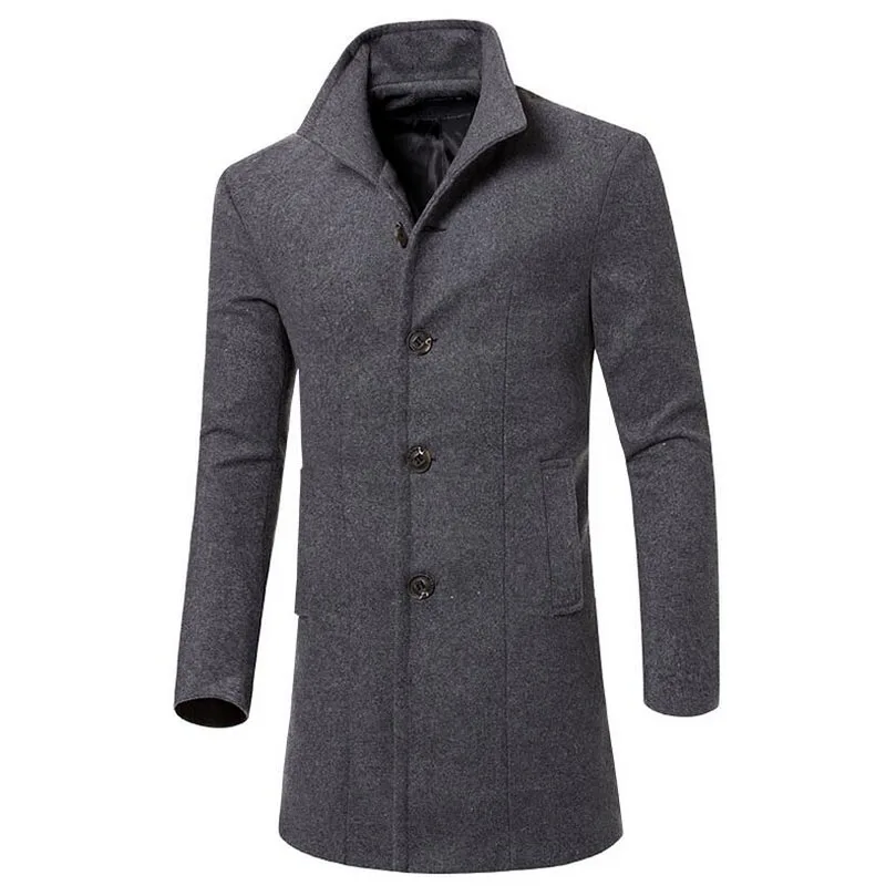 England Vintage Men's slim fit Trench Coat Classic Solid Color Men's ...